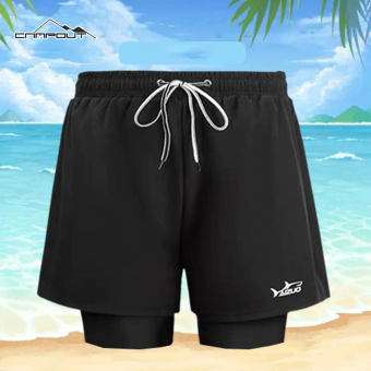 Quần bơi nam hai lớp chống bối rối mới nhanh khô kích thước lớn boxer Áo Tắm chuyên nghiệp Quần bơi suối nước nóng