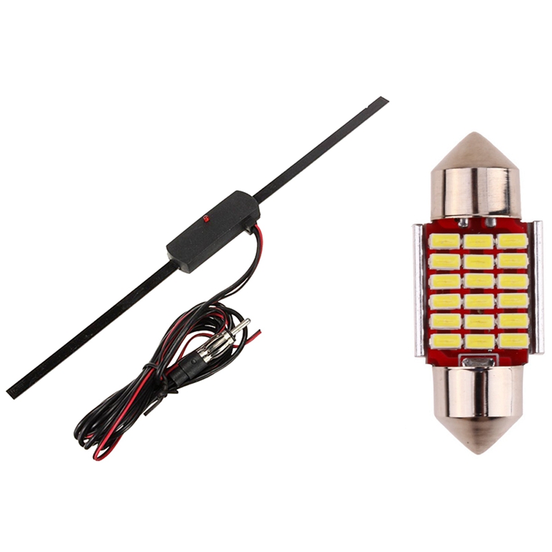 (PJAE) 1x Car Windshield Electronics Antenna & 2Pcs C5W C10W 31mm 3014 18SMD Festoon Led Canbus Bulb