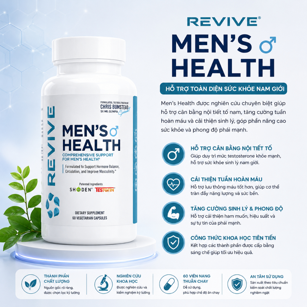 Revive Men's Health (60 Viên) - Viên Hỗ Trợ Sức Khỏe Nam Giới - SẢN PHẨM RẤT ĐƯỢC ƯA CHUỘNG TRÊN THỊ TRƯỜNG KHÁCH YÊU TRẢI NGHIỆM THỬ NHÉ SẢN PHẨM TỐT CHẤT LƯỢNG CAO