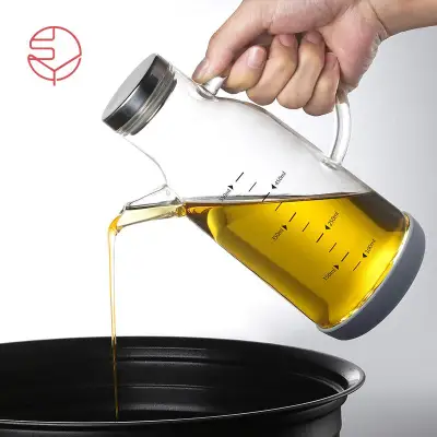 SHIMOYAMA High Borosilicate Glass Oil Bottle Heat Resistant Household Kitchen Leak-proof Glass Oil Pot Sauce Vinegar Bottle With Stainless Steel Lid
