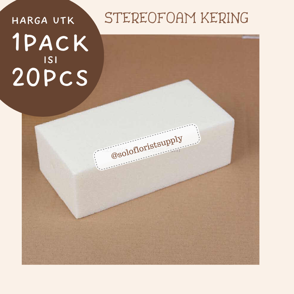 FOAM PUTIH BUSA BUNGA 1 PCS TERMURAH 20x10x5cm | Oasis busa bunga kering | Atificial Osis Foam grosir foam artificial flower supplier bunga dekorator busa bunga palsu Spon Bunga Buket