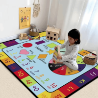 VCTITIL MALL Cartoon Pattern Educational Carpet Soft Animal Number Play Mat Crawling Area Mat Fun Learning Digital Alphabet Carpet Childrens Room
