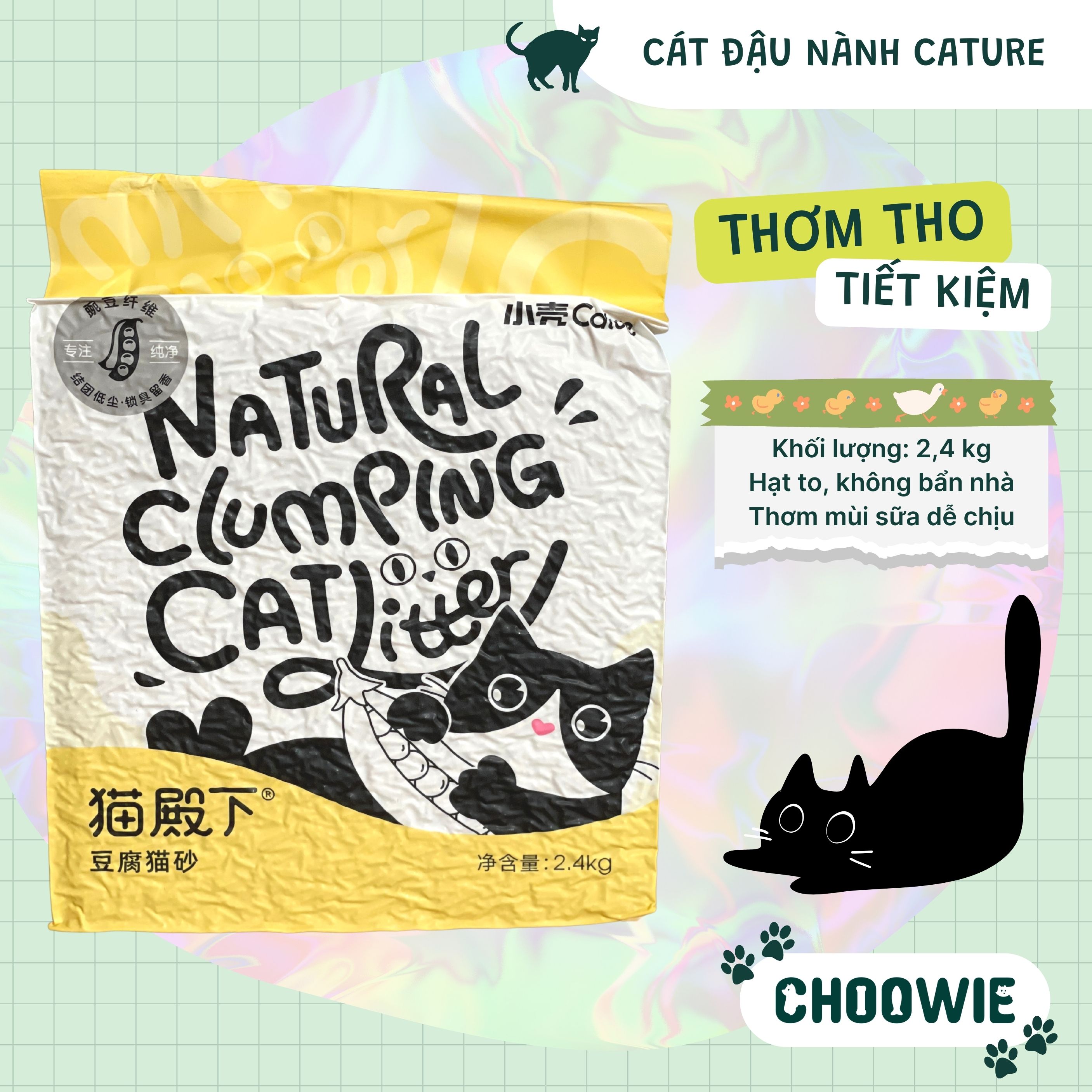Cát vệ sinh mèo cát đậu nành Cature 2,4 kg || Cát vệ sinh mèo