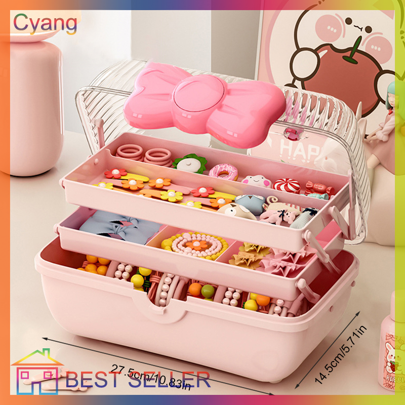 Large-capacity Children's Hair Accessories Storage Box Girl Hairpin Ring  Hair Band Rubber Band Head