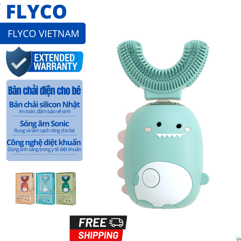 Bàn Chải Điện Máy Đánh Răng Cho Bé Flyco Công Nghệ sóng âm Sonic