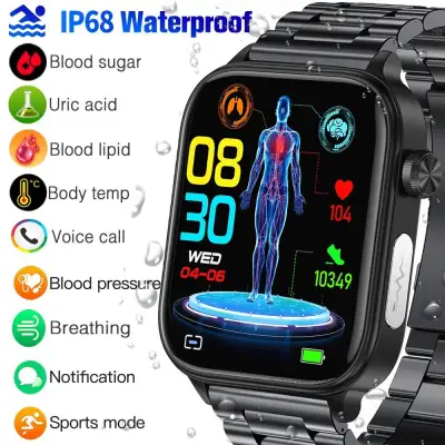 No brand ET570 Smart Watch Blood Sugar Ecg Body Temperature Tracker Bluetooth Call Waterproof