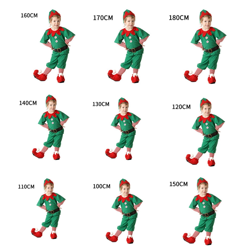 Adult Kids Family Christmas Costume Elf Christmas Costumes Outfit Suit