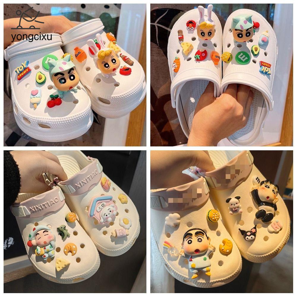 YONGCIXU Giày mini Phụ Kiện Giày Anime Dép trang trí trang trí Giày Shin-Chan bút chì màu Độc đáo Hoạt hình Trang trí giày tự làm Cô Gái