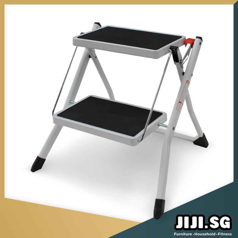 (JIJI SG) Stepper Ladder (2 Steps) - Foldable / Max Load 150KG / 2 Steps / Compact Storage / Household / (SG)