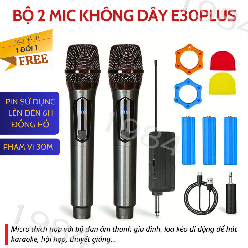 Micro Đa Năng Ehoona E30 Plus 2 Micro Pin Sạc, Chất Lượng Âm Thanh Chân Thực, Mic Hát Nhẹ, Cho Ra Âm Thanh Cực Chuẩn