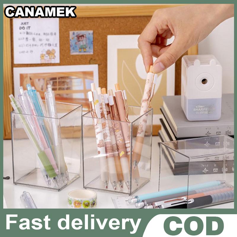 CANAMEK Bút Container Rắn Acrylic Đa Chức Năng Máy Tính Để Bàn Trang Điểm Bàn Chải Bút Chì Chủ Container Nhà Cung Cấp Bút Tổ Chức Bút Nồi