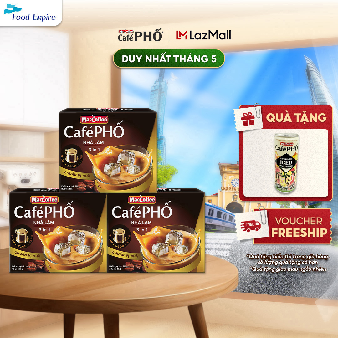 Combo 3 hộp Cà phê Phố Nhà làm - MacCoffee (hộp 10 gói x 28g)