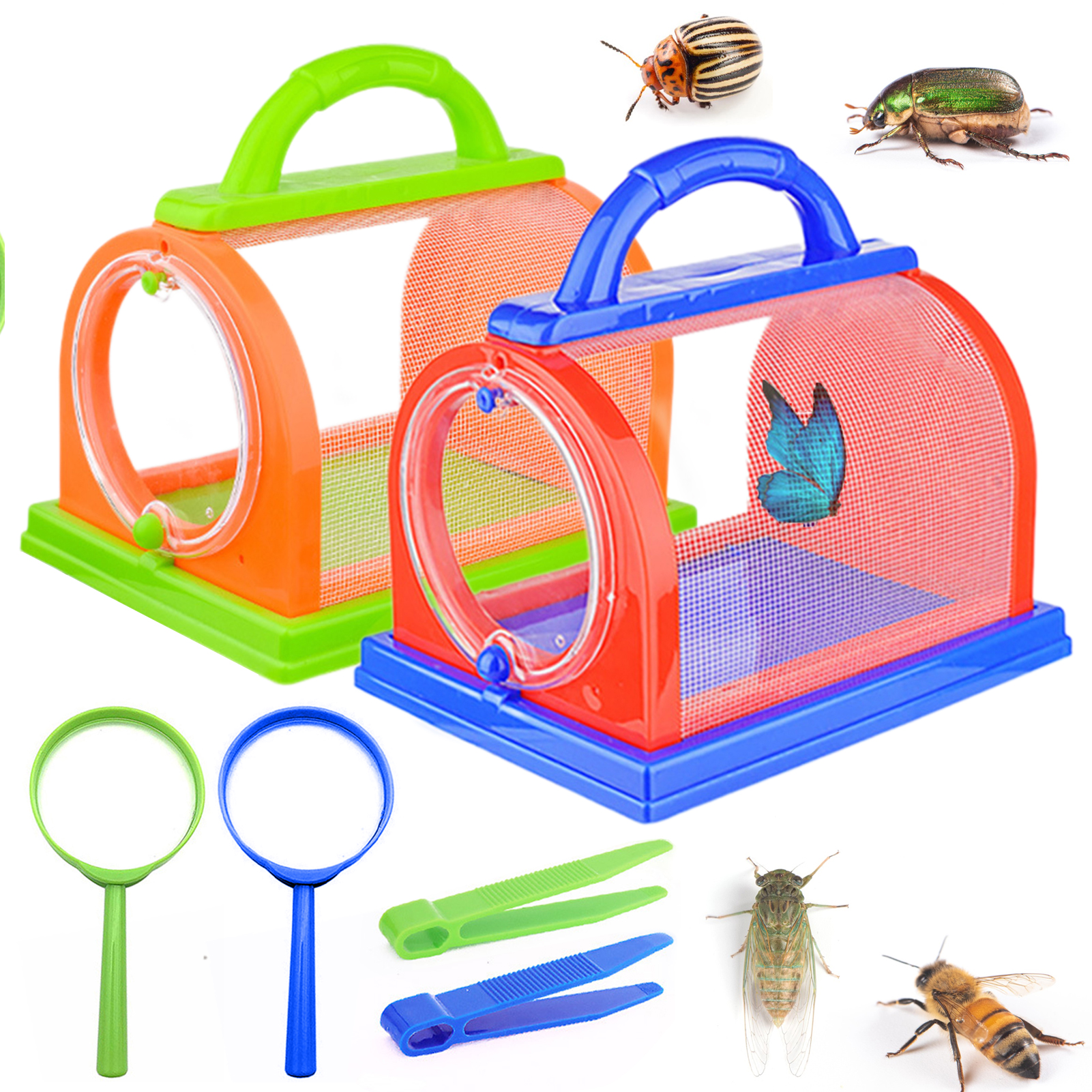 Portable Viewer Box Portable Critter Viewer Box with Tweezers and Magnifying Glass Outdoor Nature Exploration Kit for Kids Perfect Gift for Boys and Girls