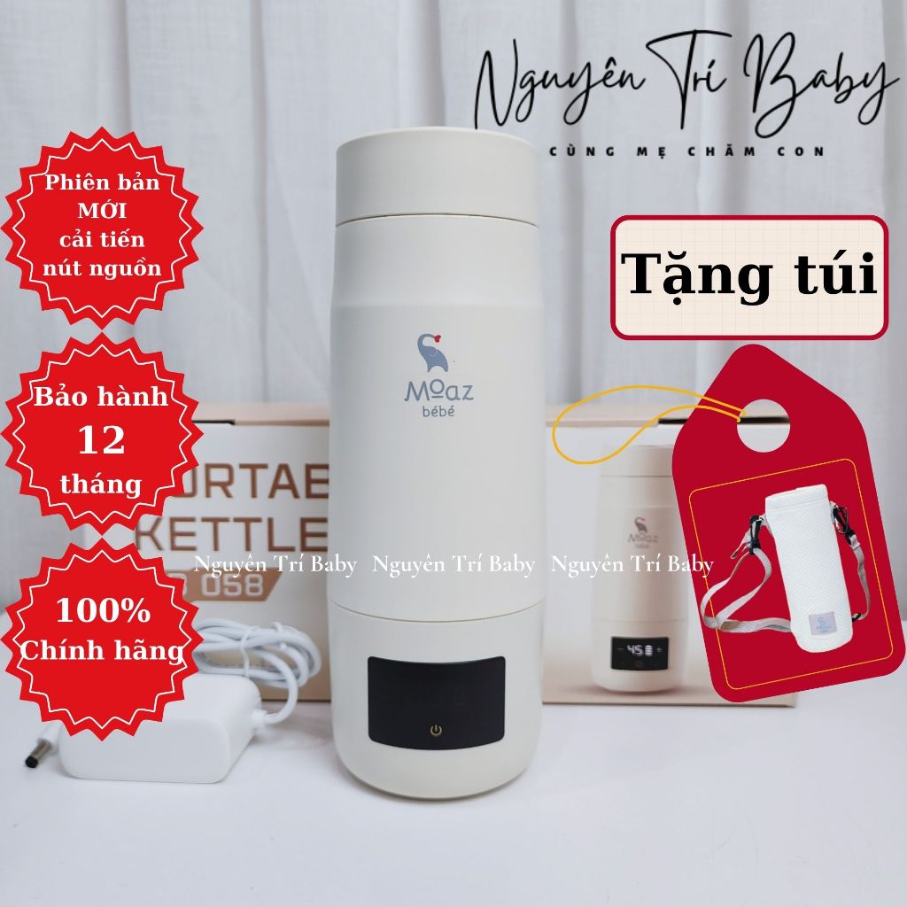 Bình đun nước pha sữa di động Moaz bebe MB058 pin sạc bảo hành 12 tháng chính hãng
