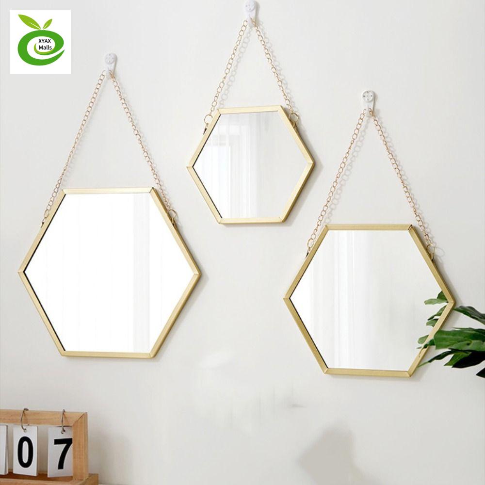 XYAX งานหัตถกรรมเหล็ก กระจกโซ่เหล็กหกเหลี่ยม ไม่ซ้ำใคร นอร์ดิก กระจกเครื่องสำอางแบบแขวน ทนทานต่อการใช้งาน ทรงหกเหลี่ยมรูปร่าง กระจกติดผนัง การตกแต่งผนัง ราคา 207 บาท*ส่งฟรี