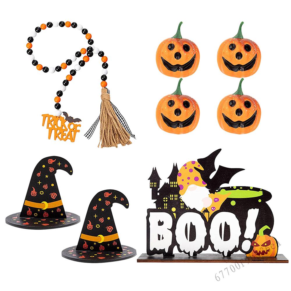 Trang trí bằng gỗ bí ngô Halloween Phù thủy Trick Or Treat Lễ hội theo chủ đề cho phòng khách gia đình Cửa hàng quầy bar JS-013-VN