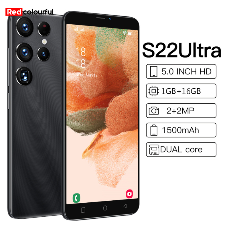 Redcolourful S22Ultra 5.0” Screen Smartphones 1GB RAM+16GB ROM Smart Phone 2MP Rear 2MP Front Camera Dual SIM 1500mAh Battery Phones ราคา 566 บาท*ส่งฟรี