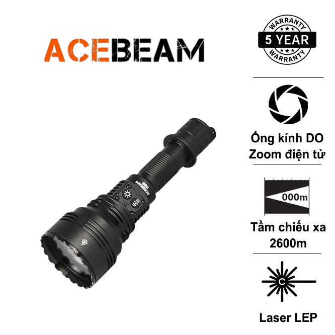 Đèn pin LEP zoom điện tử ACEBEAM W35 độ sáng 800lm tầm chiếu siêu xa 2600m pin 21700 5000mAh USB-C