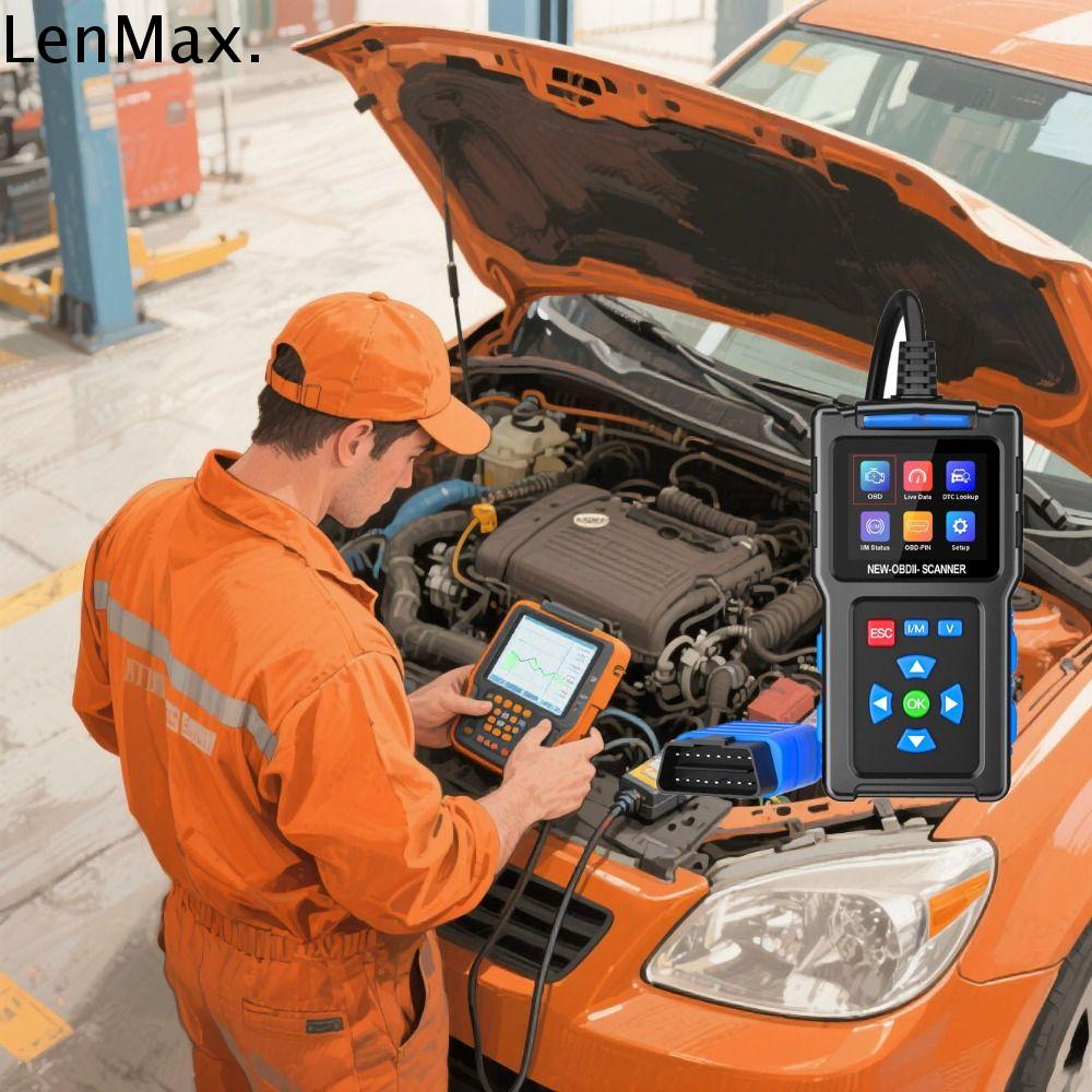 LENMAX. Màn hình màu Dụng cụ chẩn đoán lỗi ô tô T200 Dữ liệu trực tiếp Màn hình kỹ thuật số Máy quét OBD2 Máy phân tích Điện trở trong Đầu đọc mã xe Kiểm tra ô tô