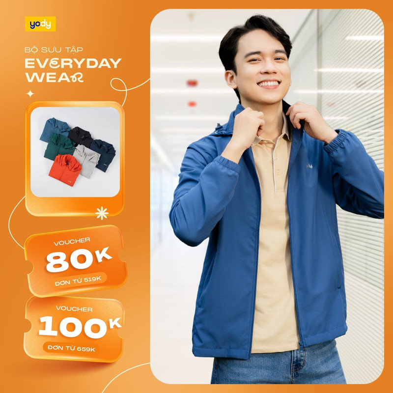 Áo Khoác Gió Nam YODY Trượt Nước Thông Minh, Áo Gió 2 Lớp Siêu Nhẹ, Cản Gió, Trượt Nước Và Siêu Gọn, Thời Trang Cao Cấp AKM5041