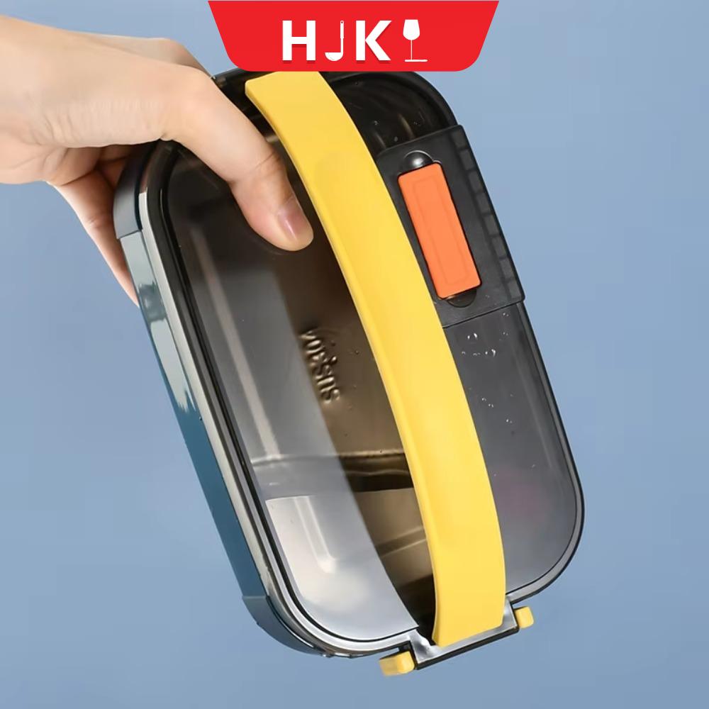 HJKL Có thể tháo rời Hộp cơm cách nhiệt Có thể sử dụng trong lò vi sóng 600ml Hộp đựng thực phẩm Di động Hình chữ nhật Hộp đựng thức ăn Công nhân
