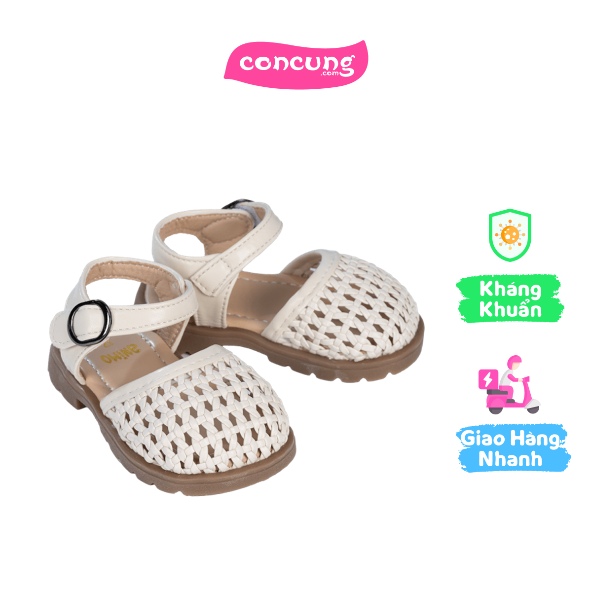 Sandal bé gái Animo A2410_MN029 (17,Trắng)