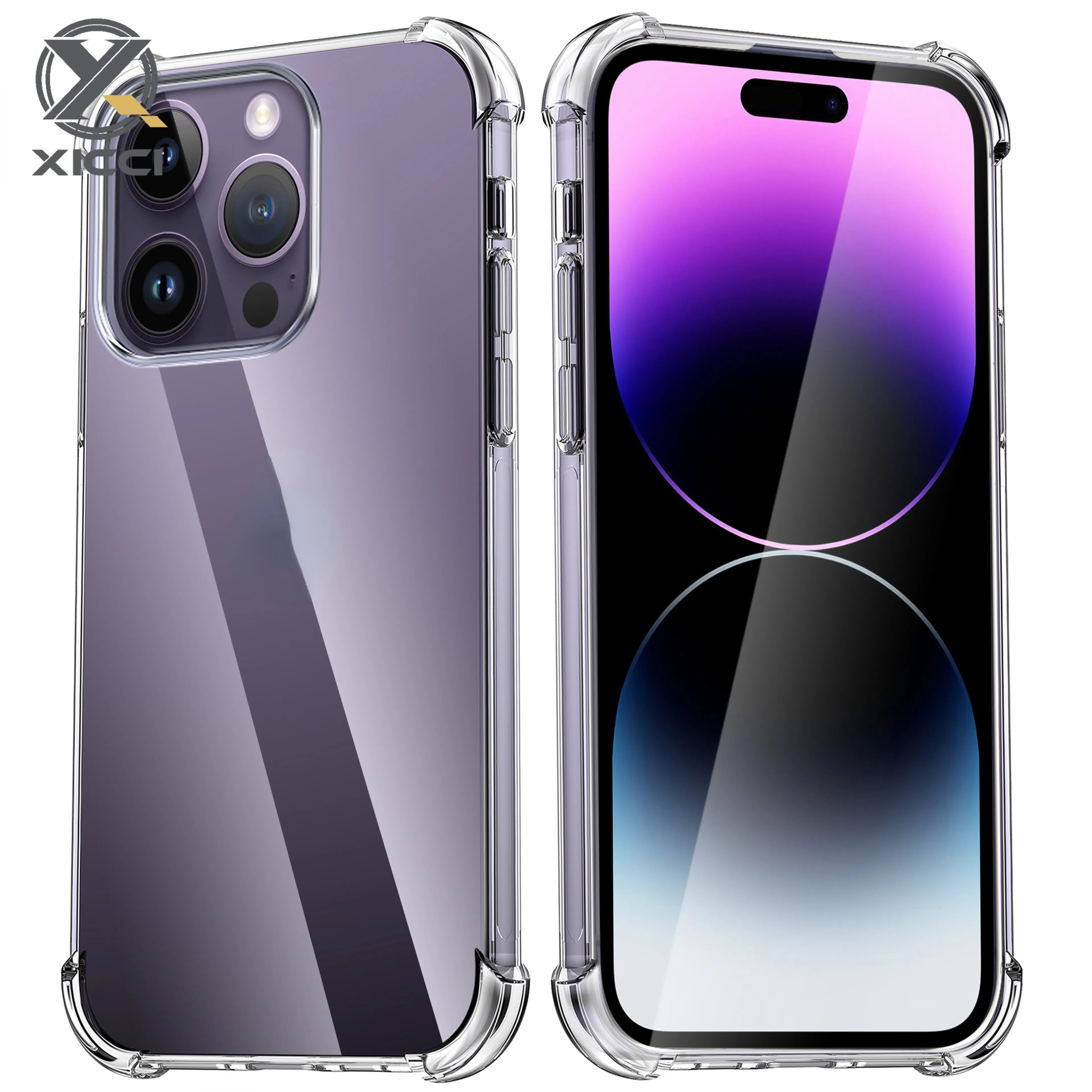 XICCI For iPhone 15/15 Plus/15 Pro/15 ProMax Phone Case Thin Anti-Scratch Clear Flexible TPU Silicone Transparent Four Corner Bumper Protective Casing Cover