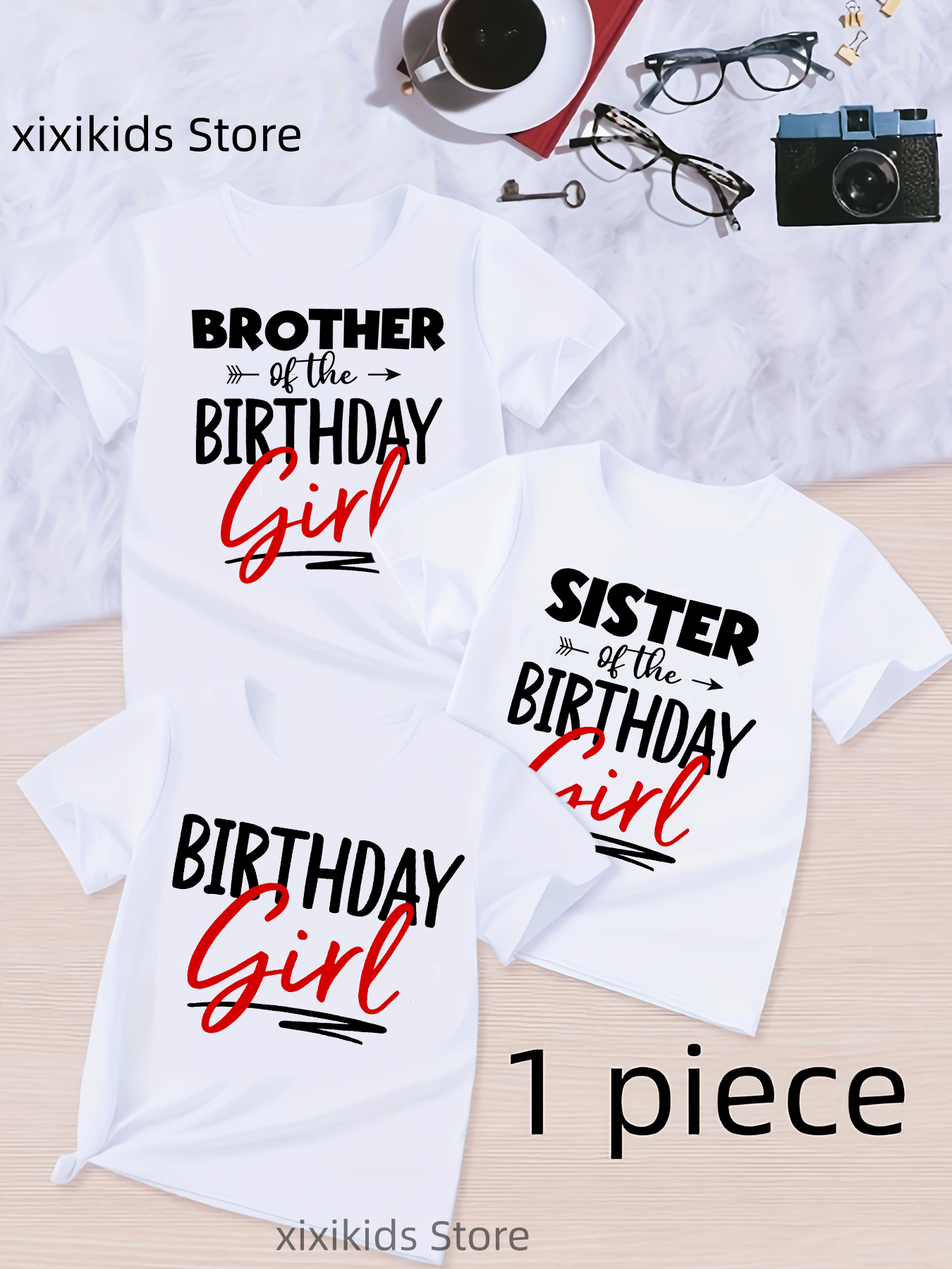Birthday Girl Letter Printed White T Shirt Girls Brother/Sister Of The Birthday Boy Family Matching T-Shirt Kawaii Kids Clothes