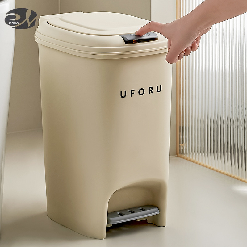 Kitchen trash can, home large size premium sense toilet toilet foot pedal, double open trash can with lid waterproof ราคา 261 บาท*ส่งฟรี