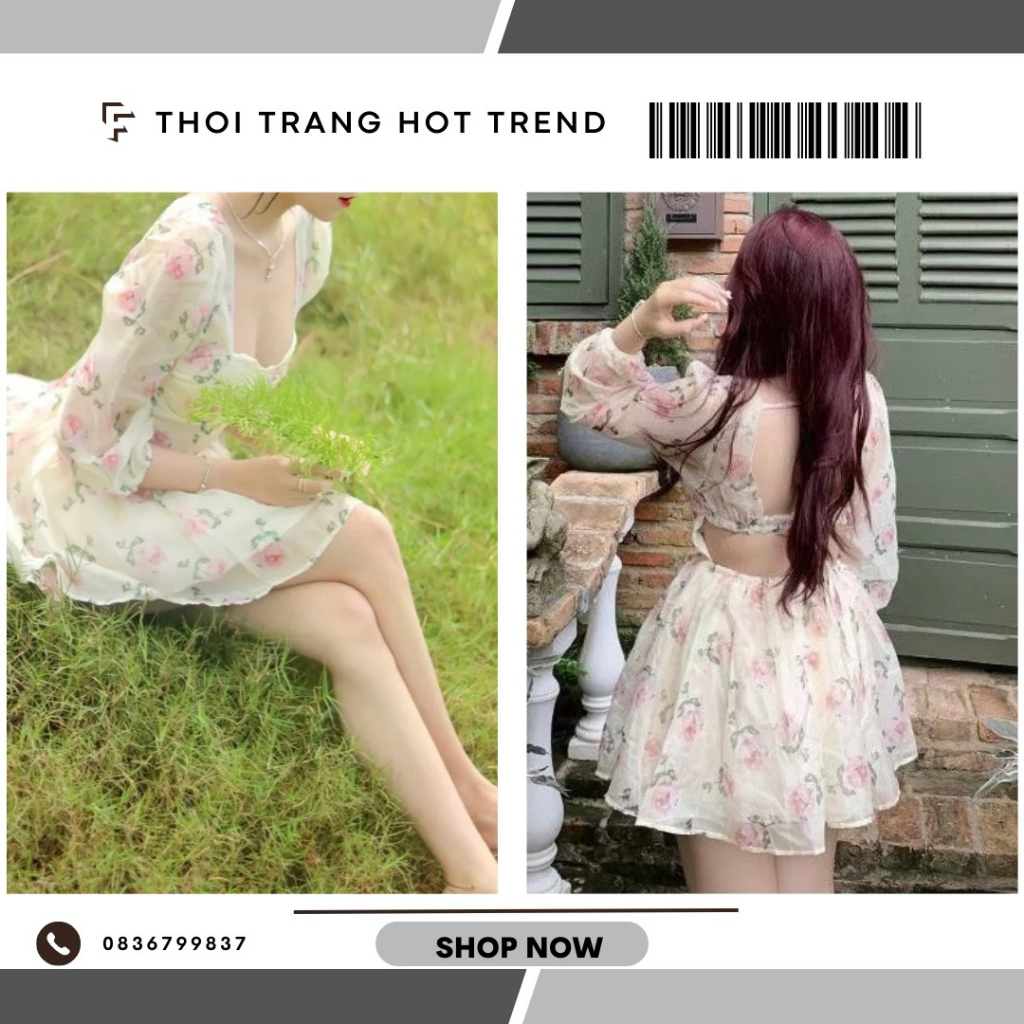 Đầm tơ xòe hoa khoét lưng siêu bồng bềnh công chúa