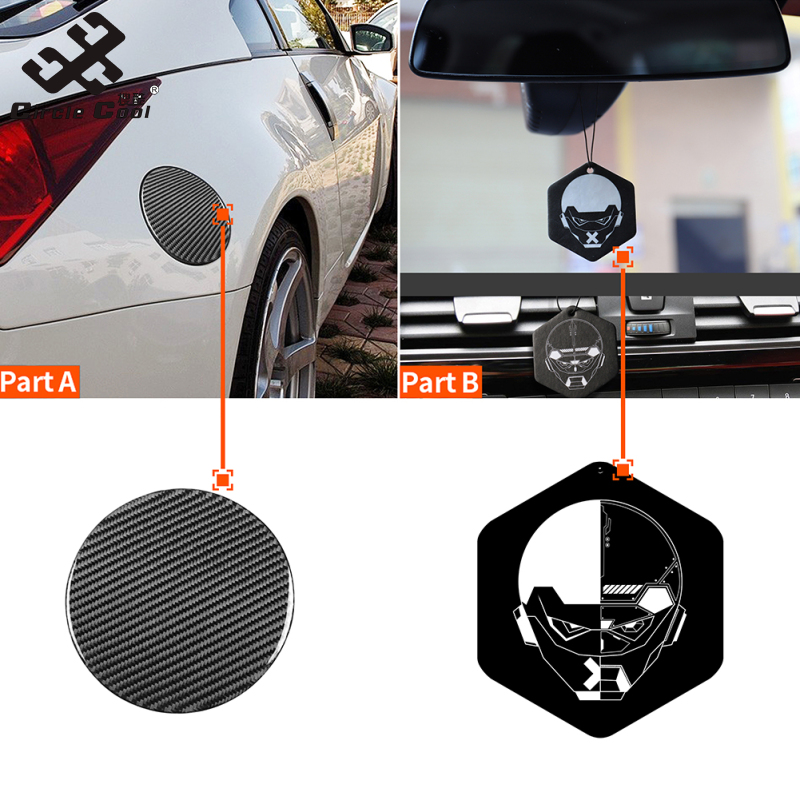 Vòng Tròn Mát bằng sợi Carbon chống nước nhiên liệu xe hơi Nắp Bồn chứa vỏ bọc trang trí miếng dán trang trí Tương Thích Cho 350Z 03-09 Phổ Quát Cho Trái phải Lái Xe