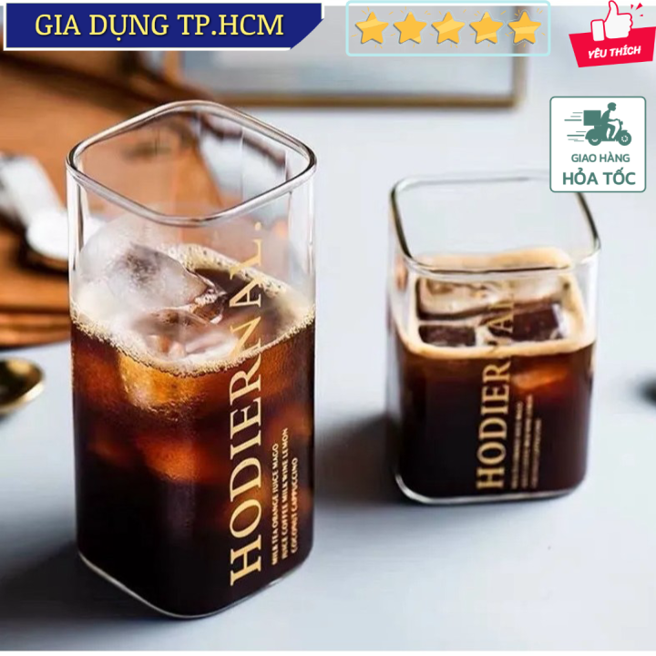 [Hỏa tốc 2h HCM] Ly Thủy Tinh Vuông HODIERNAL Milk Cup  Cốc Thủy Tinh Đẹp Mắt - TonyDecor