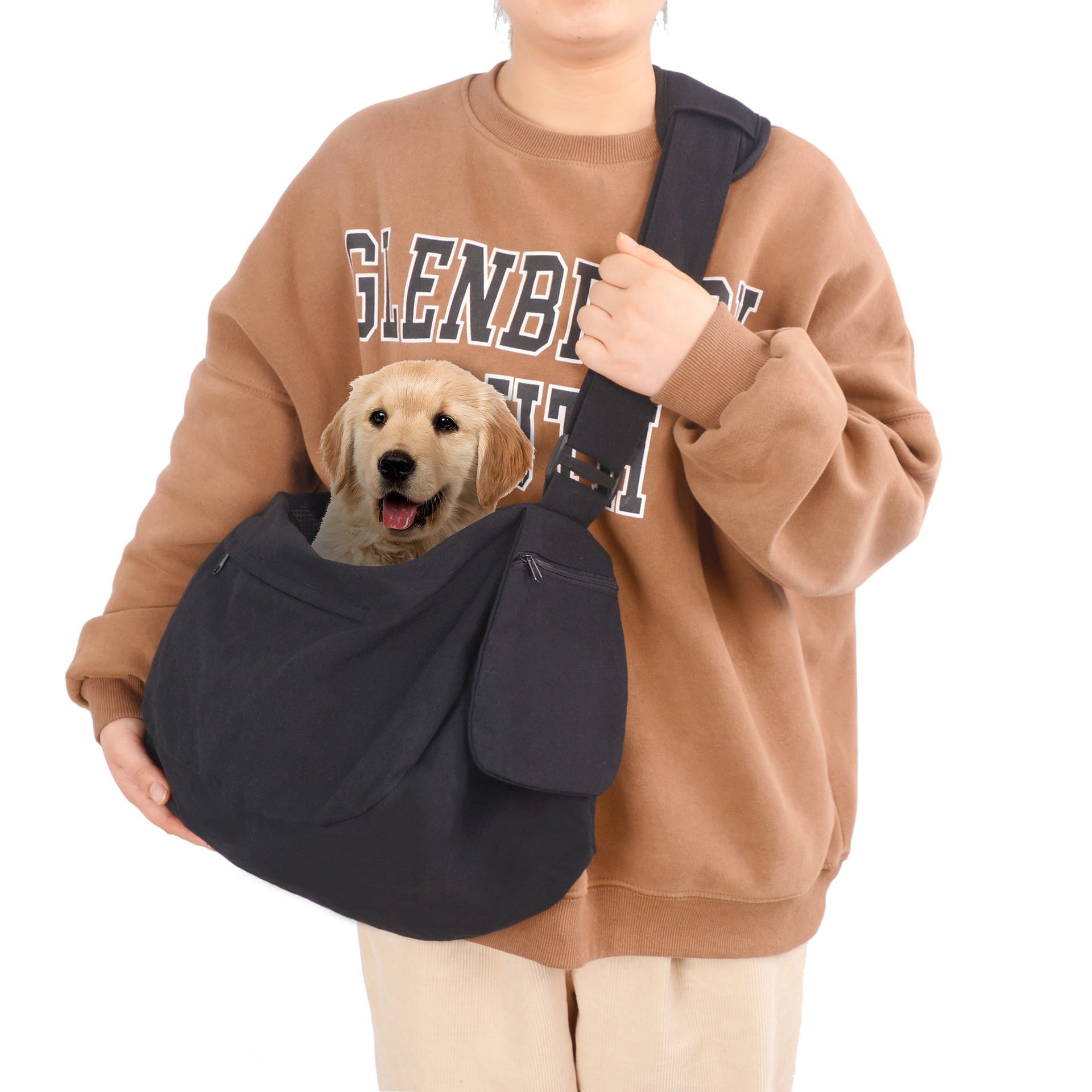 40dgjdhgkjhfjkjhgfjhij Pet Dog Sling Bag with Warm Fleece Pad Foldable