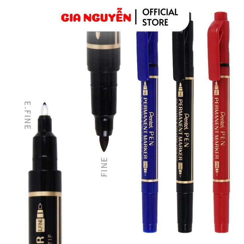 Bút Dạ Dầu Pentel 2 Đầu N75W Nét Nhỏ| Viết Được Trên Mọi Bề Mặt Chất Liệu. Gia Nguyễn - Pentel