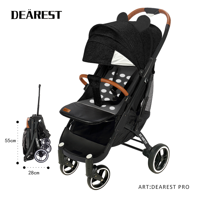 DEAREST PRO Upgrated Quick Folding Cabin Size Lightweight Lite Baby Stroller with Tie Rod Reflective Safety Strip Skylight Pram Singapore