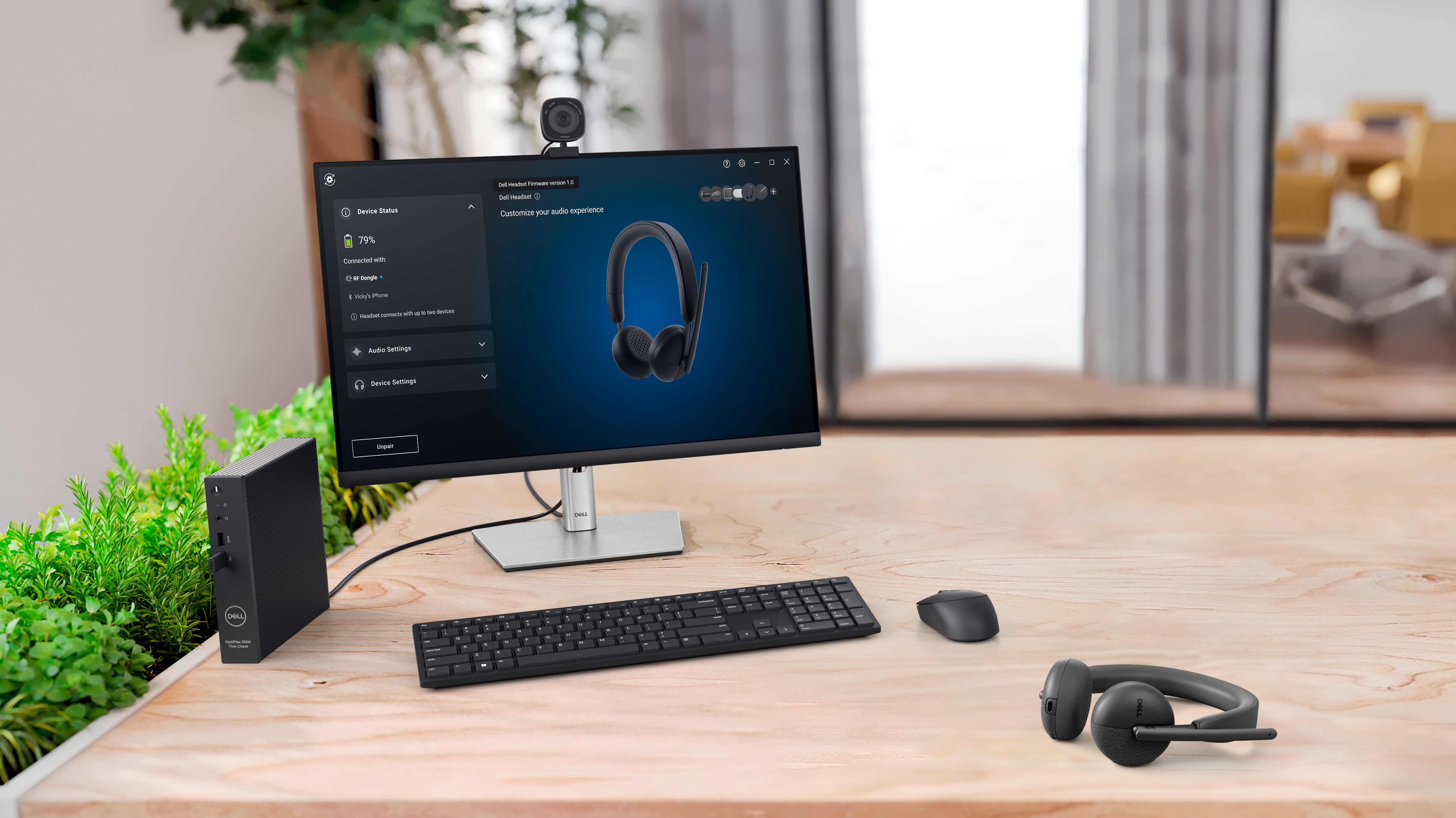 Dell products over a table.