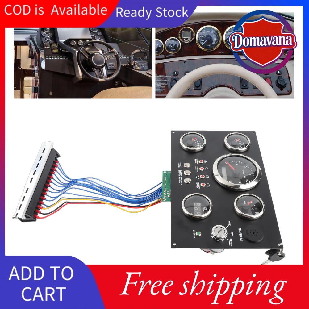 Domavana Bộ thước đo hàng hải 85mm cho thuyền Máy đo nhiệt độ và áp suất dầu 24V RPM với công tắc phím Màn hình LED 7 màu (Đỏ) Giá 3,883,000 Đồng*Miễn phí vận chuyển