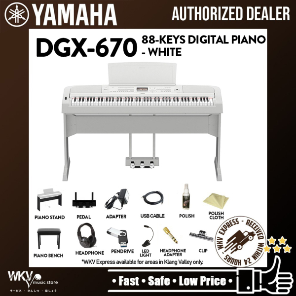 Yamaha DGX-670 88 Keys Digital Piano with Rhythm and Bluetooth Basic Package White (DGX670 DGX 670) Malaysia