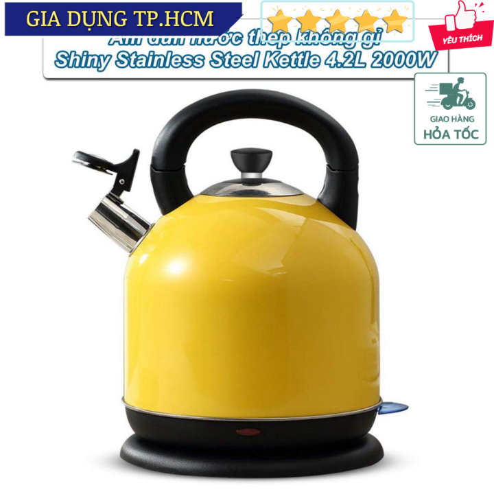 [2h HCM] Ấm đun nước thép không gỉ Shiny Stainless Steel Kettle 4.2L 2000W - TonyDecor
