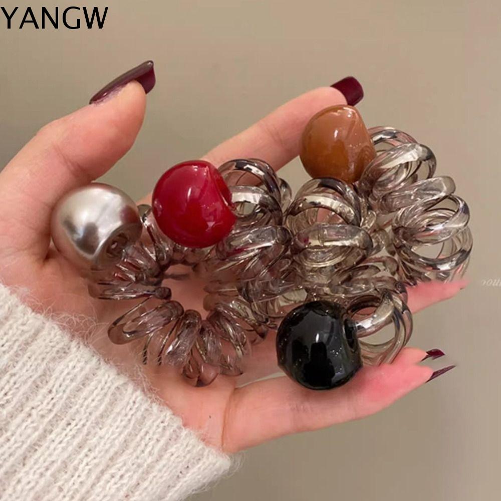 YANGW Đàn hồi Dây Buộc Tóc điện thoại Không để lại dấu vết Bóng Dây buộc tóc xoắn ốc Thanh lịch Màu trơn Vòng buộc tóc co giãn Nữ