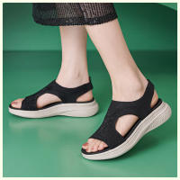 SIKETU Brand Summer Casual Wedge Sandals Women Sporty Rhinestone Wide Bands Green Pink Pull on Shoes Lightweight Walking Comfort