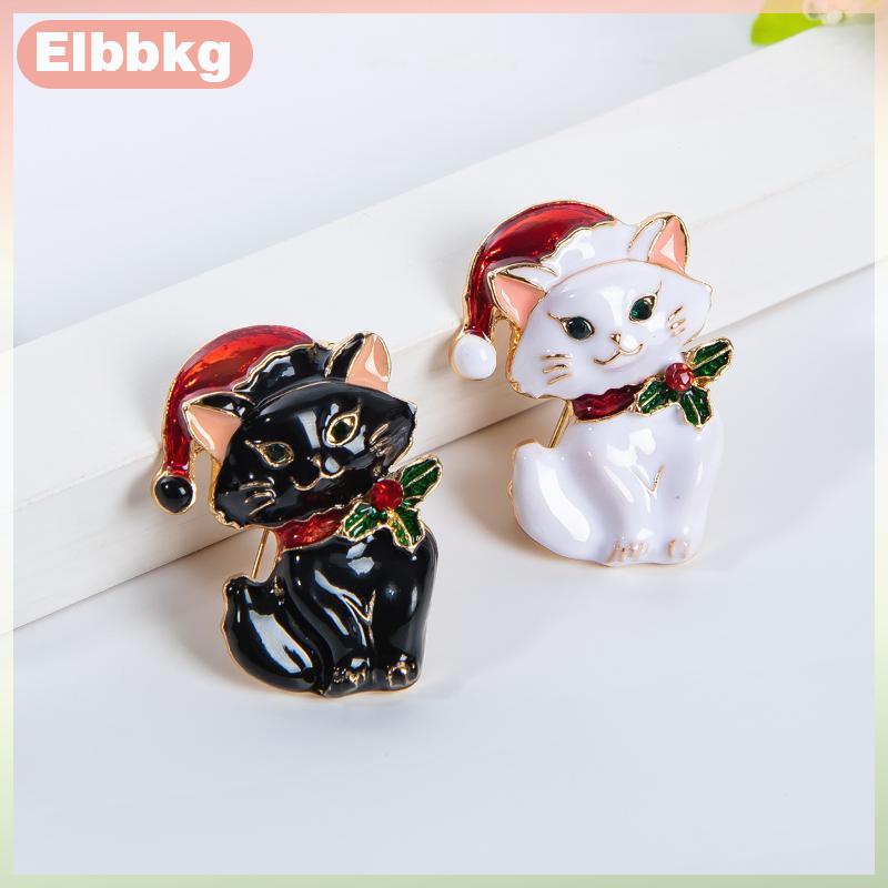 Elbbkg Giáng Sinh Cổ Điển Động Vật Dễ Thương Mèo Trâm Cài Pins Phụ Nữ Áo Quần Áo Phù Hiệu Đồ Trang Sức accessries