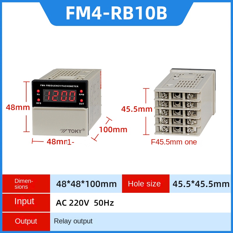 Đồng Hồ Đo Tần Số FM4-RB10B | Tùy Chọn Khác FM4-A10B FM8-A10B FM8-RB10B - TOKY | Hiển Thị Số Thông Minh | Đo Tần Số, Tốc Độ Quay, Vận Tốc