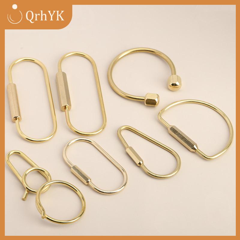 QrhYK Brass Keychain vít khóa cắm trại Survival Carabiner người đàn ông phụ nữ đơn giản vòng chìa khóa phụ kiện