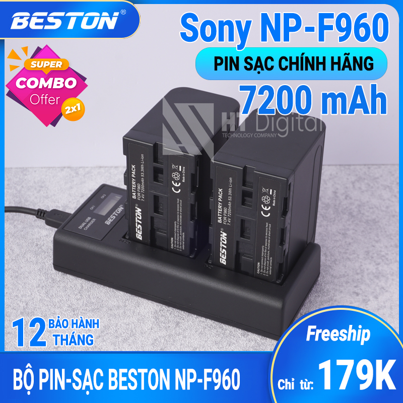 Bộ pin sạc Beston cho Sony NP F970 NP-F960 F750