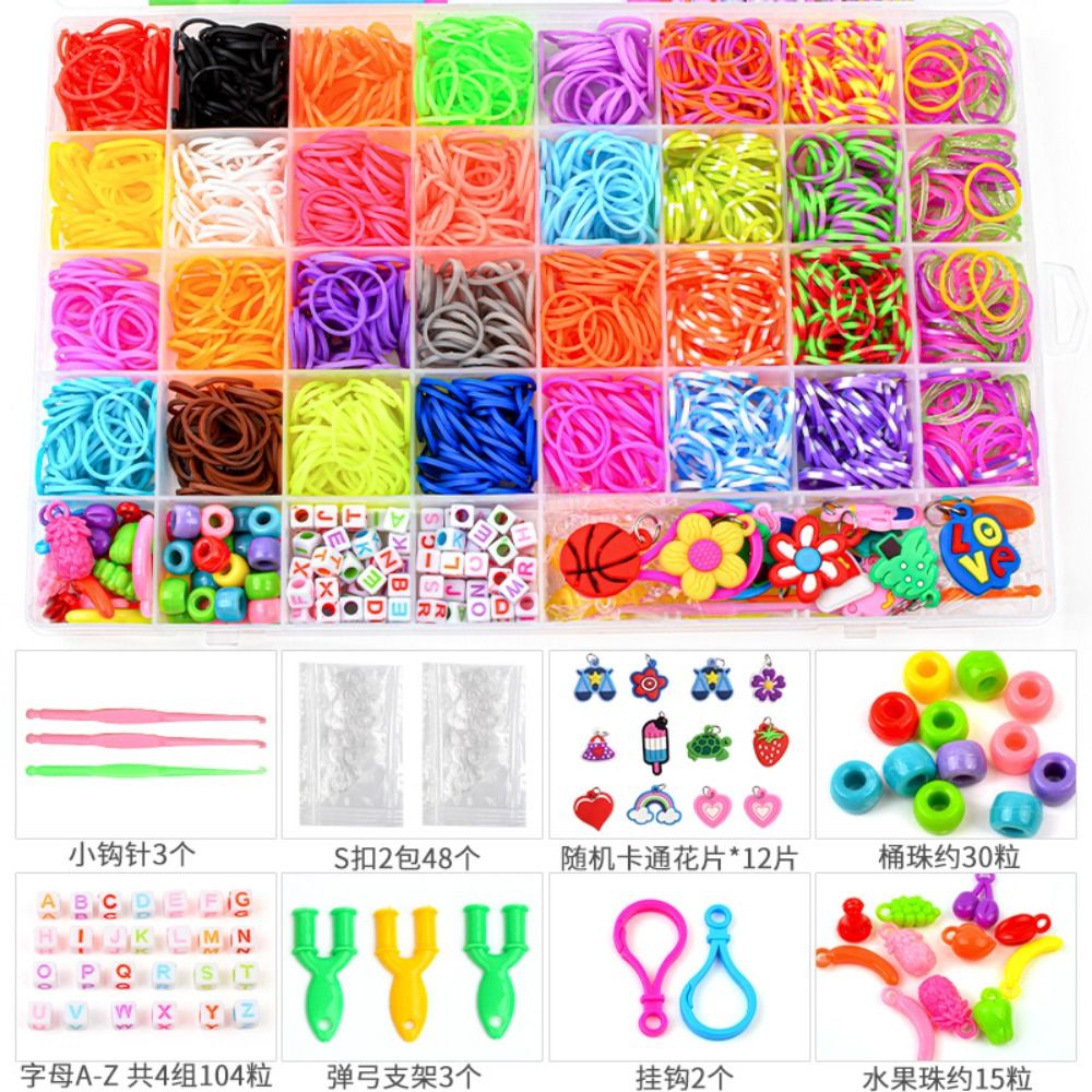 600/1500 Colored Rubber Band Bracelet Making Kit Rubber Band Filling Kit  Children Bracelet Knitting Kit DIY Handmade Toys