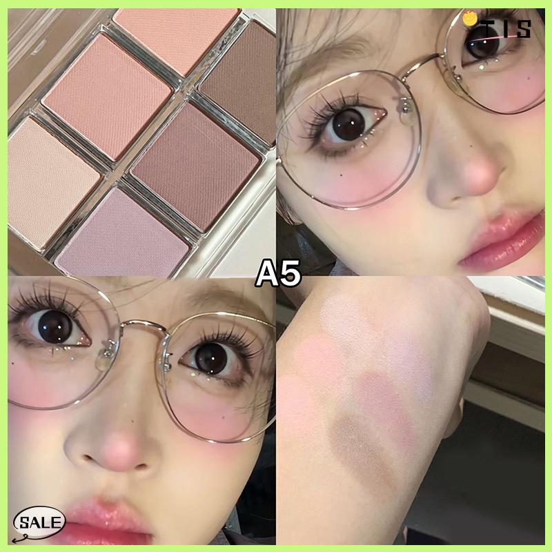 Follow Get New【TIS】 6 màu sắc Matte Eyeshadow Palette ánh sáng lung linh long lanh đất màu thấp bão hòa bóng mắt sắc tố lâu dài mỹ phẩm - 3