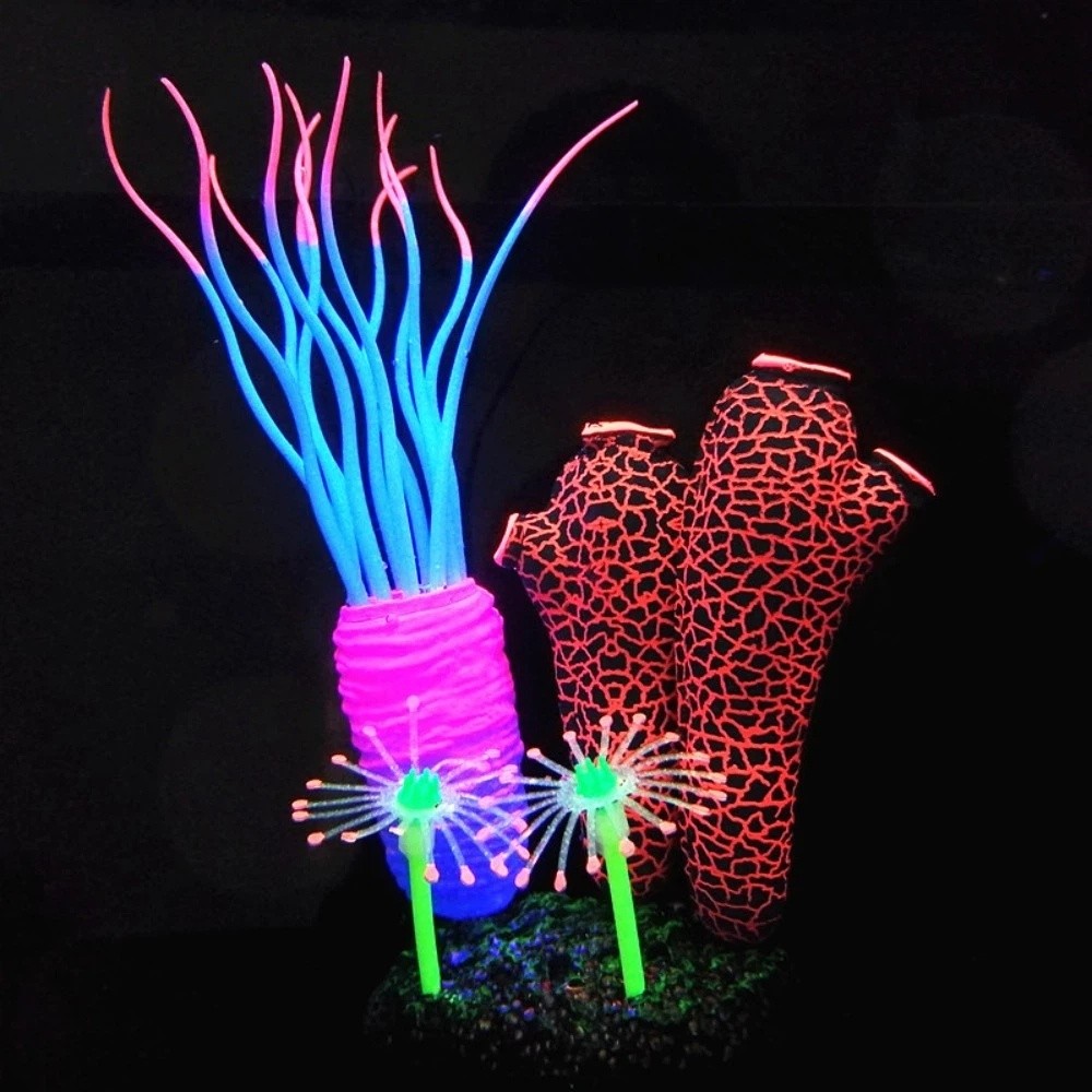 HAPPY ODDS Sáng Mô phỏng phun nước biển Thực tế Silicone Cây dưới nước Trang trí Đầy màu sắc Cây nước bể cá Môi trường sống của bò sát - 7