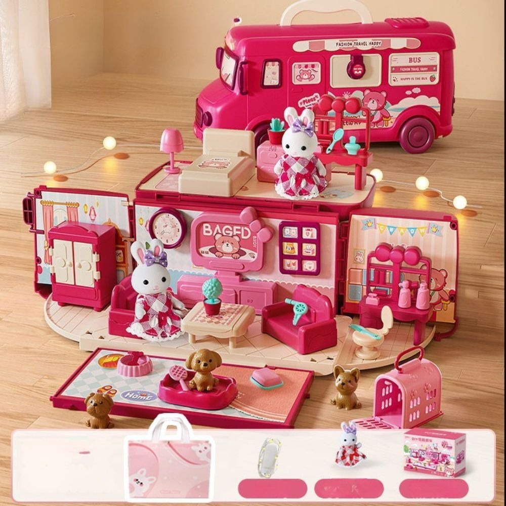 รุ่นใหม่บ้านกระต่ายบ้านสุดน่ารัก ตุ๊กตาันแปลงเป็นพร้อมเฟอร์นิเจอร์ ราคา 588 บาท*ส่งฟรี