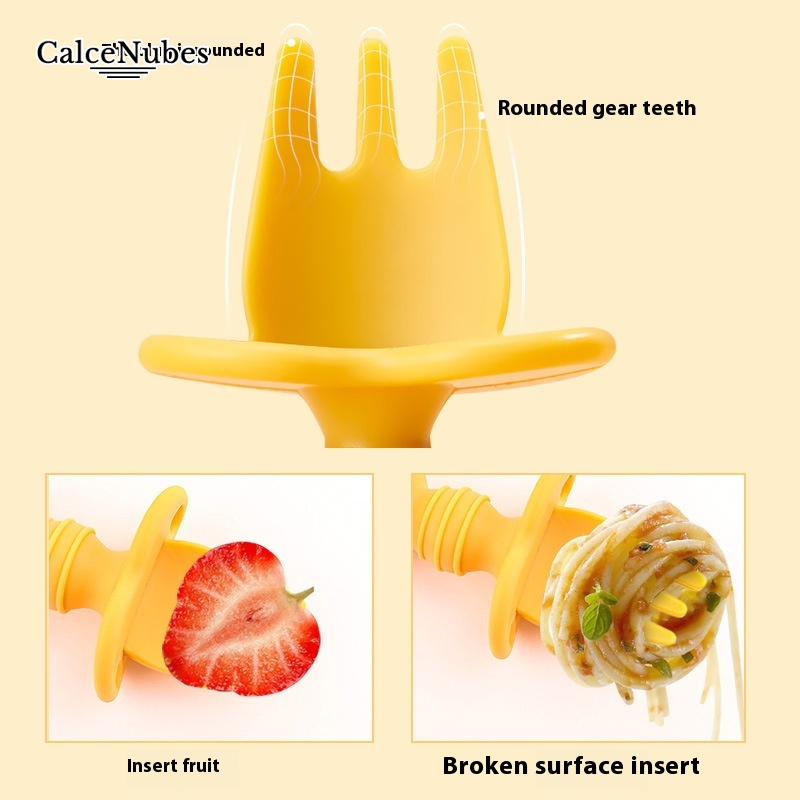 Bé Silicone nĩa và thìa Set cho tự cho ăn đào tạo, mềm mại & an toàn đồ dùng cho trẻ sơ sinh